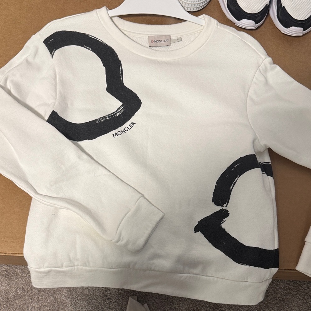 AUTHENTIC Moncler Cream Sweatshirt with Black Graphic
